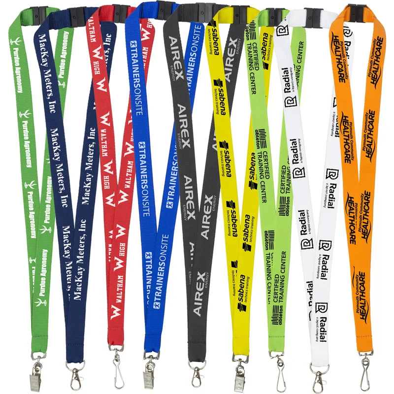 3/4” Lanyard with Swivel or Bulldog Clip & Pull-Apart Clip